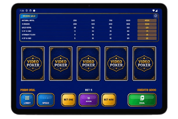 Product gameplay preview shown on a tablet device.
