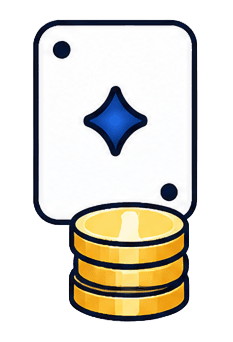Stacked coins for the betting step.